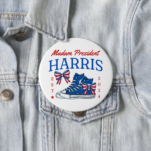  Madam President Kamala Harris 2024  10 Cm Round Badge (In Situ)