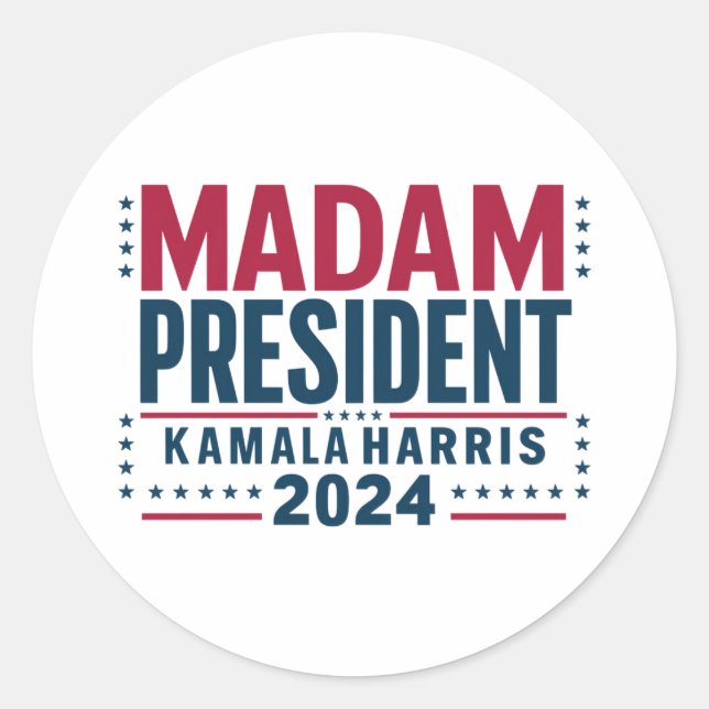 Madam President Kamala Harris 2024 Vote Democrat  Classic Round Sticker (Front)