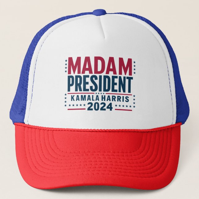 Madam President Kamala Harris 2024 Vote Democrat  Trucker Hat (Front)