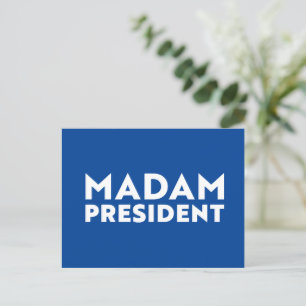 Madam President modern typography white and blue Postcard