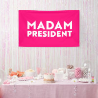 Madam President modern typography white hot pink
