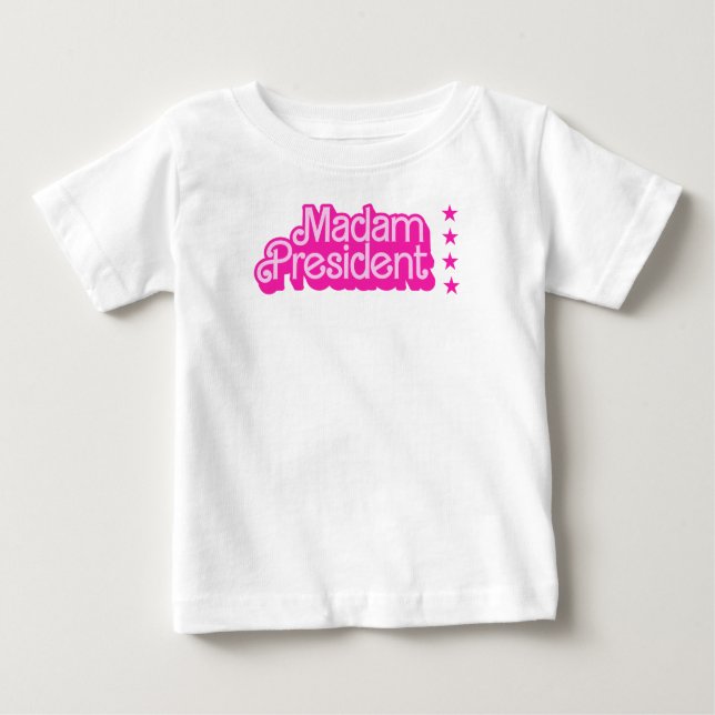 "Madam President" Pink Logo – Retro Baby T-Shirt (Front)