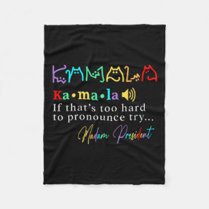 Madam President Pro Kamala Harris Colourful Cat Ty Fleece Blanket