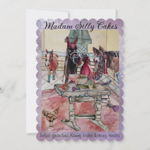 madam silly cakes in the kitchen with grandma holiday card