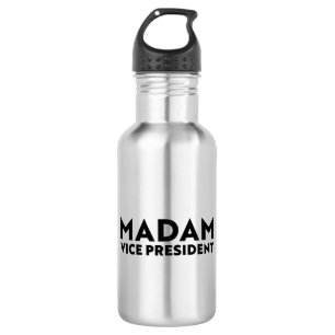 Madam Vice President black modern typography 532 Ml Water Bottle