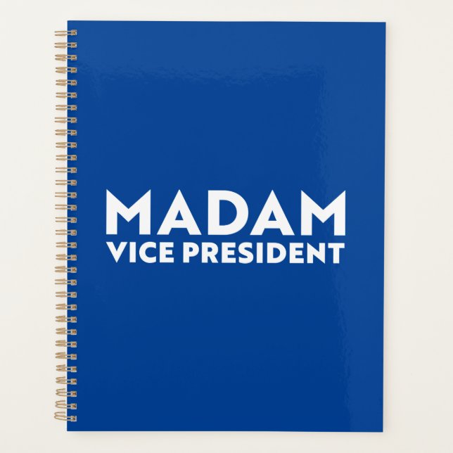Madam Vice President blue white modern typography Planner (Front)