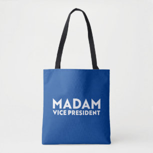 Madam Vice President blue white modern typography Tote Bag