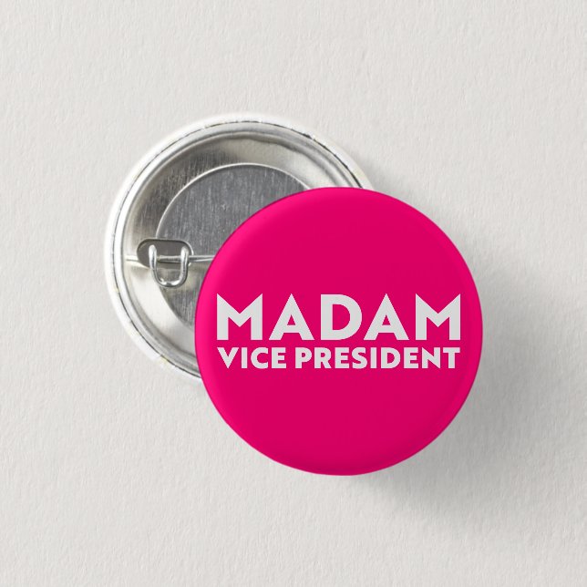 Madam Vice President hot pink modern typography  3 Cm Round Badge (Front & Back)