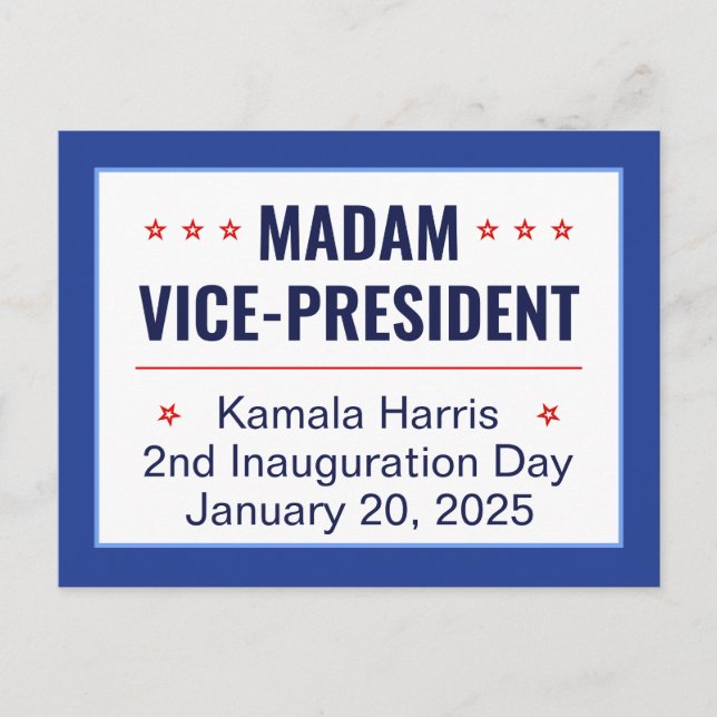 Madam Vice-President Kamala Harris 2d Inauguration Postcard (Front)
