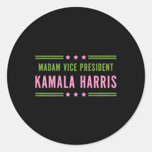 Madam Vice President Kamala Harris Pink Green Classic Round Sticker