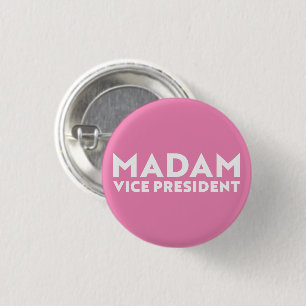 Madam Vice President pink white modern typography 3 Cm Round Badge