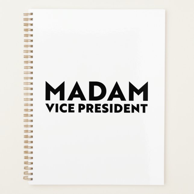 Madam Vice President white black modern typography Planner (Front)