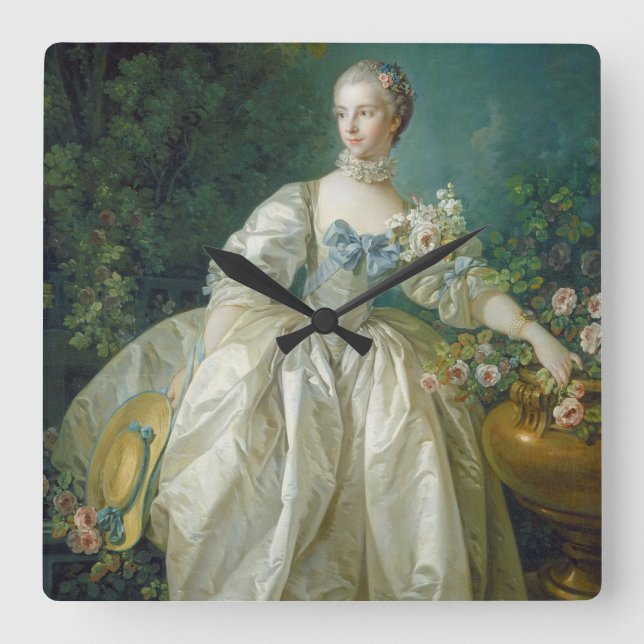 Madame Bergeret, c. 1766 (oil on canvas) Square Wall Clock (Front)