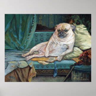 Madame Buffy Dumplin in Her Boudoir Pet Portrait Poster