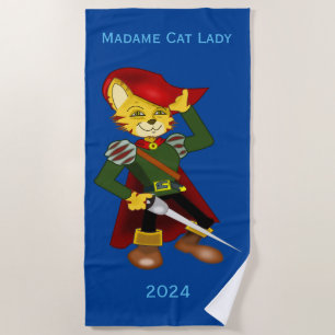 Madame Cat Lady 2024 for President Thunder_Cove Beach Towel
