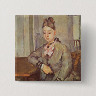 Madame Cezanne Leaning on a Table, 1873-77 15 Cm Square Badge