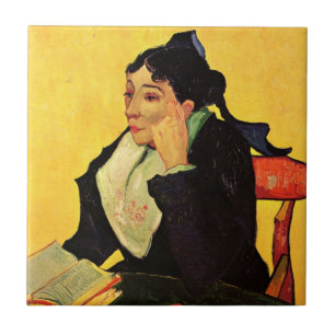 Madame Ginoux with Books by Vincent van Gogh Ceramic Tile