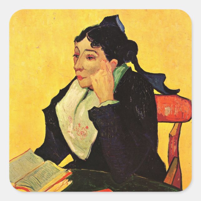 Madame Ginoux with Books by Vincent van Gogh Square Sticker (Front)