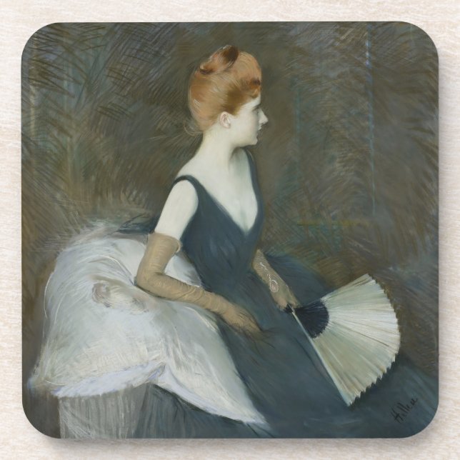 Madame Marthe Letellier Sitting on a Sofa Coaster (Front)