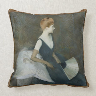 Madame Marthe Letellier Sitting on a Sofa Cushion