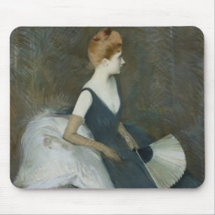 Madame Marthe Letellier Sitting on a Sofa Mouse Pad