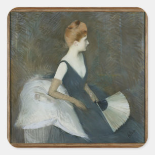 Madame Marthe Letellier Sitting on a Sofa Square Sticker