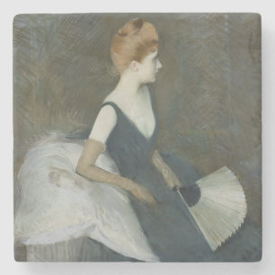 Madame Marthe Letellier Sitting on a Sofa Stone Coaster
