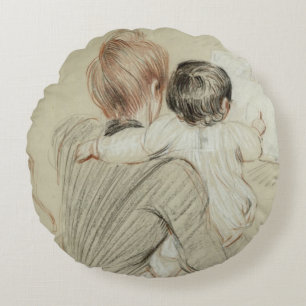 Madame Paul Helleu and her Daughter Paulette Round Cushion
