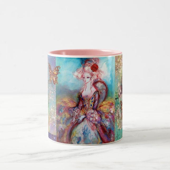 MADAME POMPADOUR / BUTTERFLY IN GOLD SPARKLES Two-Tone COFFEE MUG (Center)