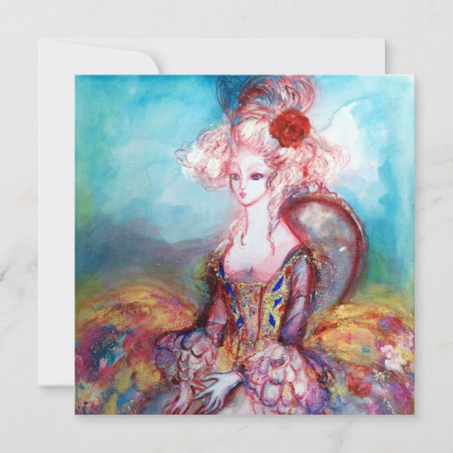 MADAME POMPADOUR ,Classy Gold Costume Party Invitation (Front)