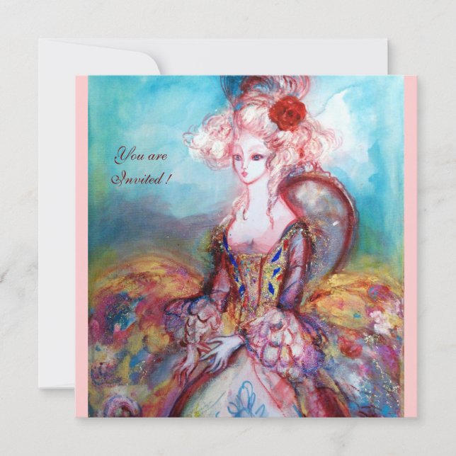 MADAME POMPADOUR ,Classy Gold Costume Party Invitation (Front)