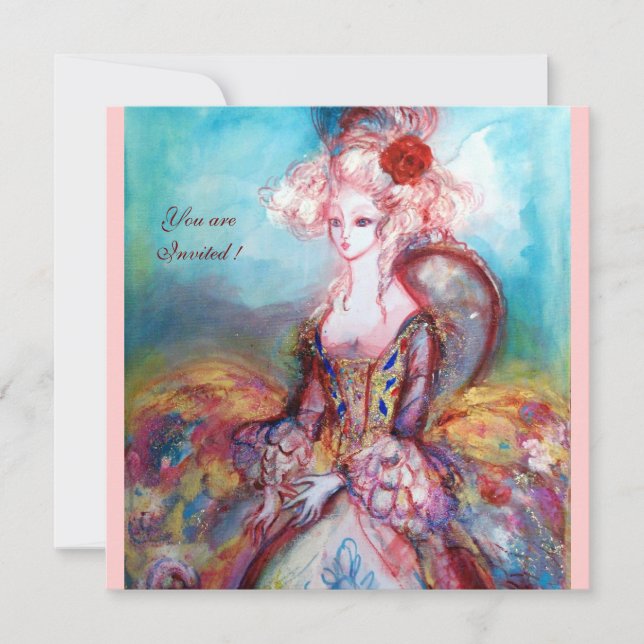 MADAME POMPADOUR ,Classy Gold Costume Party Invitation (Front)