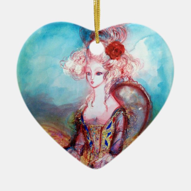 MADAME POMPADOUR Heart Ceramic Tree Decoration (Front)