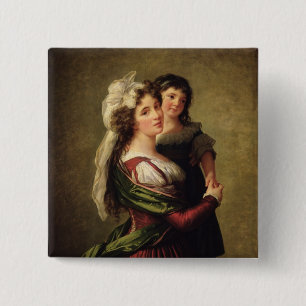 Madame Rousseau and her Daughter, 1789 15 Cm Square Badge