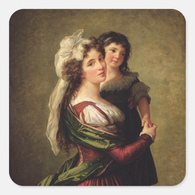 Madame Rousseau and her Daughter, 1789 Square Sticker (Front)