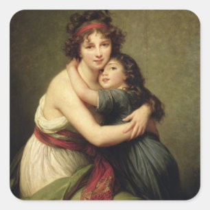 Madame Vigee-Lebrun and her Daughter Square Sticker