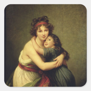 Madame Vigee-Lebrun and her Daughter Square Sticker