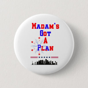 Madam's Got A Plan Patriotic American Flag 6 Cm Round Badge