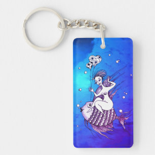 Mädchen auf einem Fischrücken Key Ring