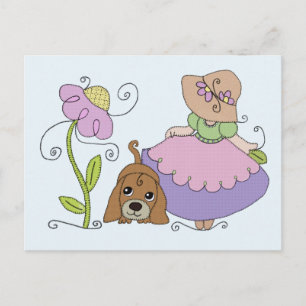 Mädchen mit Hund Postcard
