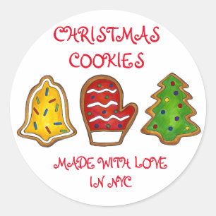 Made Baked with Love Christmas Mitten Tree Bell Classic Round Sticker