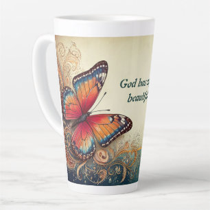 Made Beautiful Butterfly and Bible Verse Latte Mug
