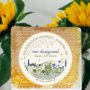 MADE BY BEES HONEYCOMB Meadow Flowers & Bees Class Classic Round Sticker
