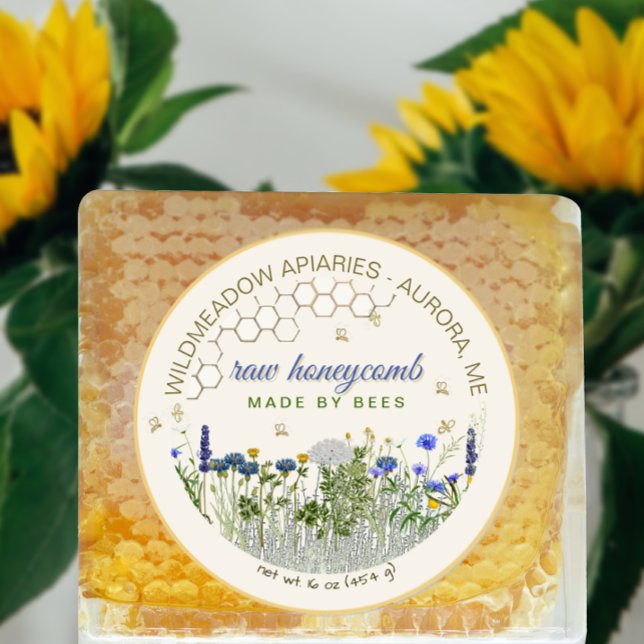 MADE BY BEES HONEYCOMB Meadow Flowers & Bees Class Classic Round Sticker (Creator Uploaded)