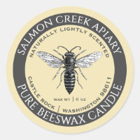 Made By Bees Queen Bee Beeswax Candle Label Yellow