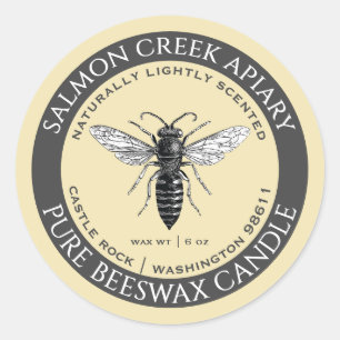 Made By Bees Queen Bee Beeswax Candle Label Yellow