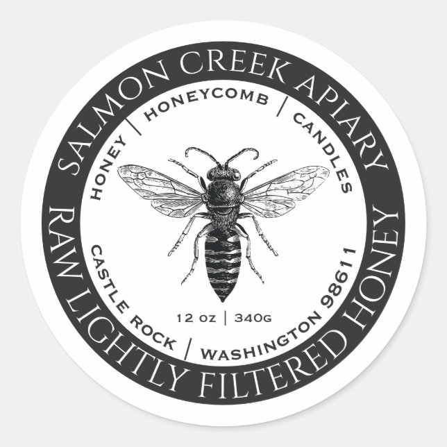 Made By Bees Queen Bee Raw Honey Label (Front)