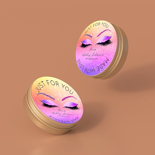 Made By Glitter Lashes Beauty Ombre Pink Makeup Classic Round Sticker (Made By Glitter Lashes Beauty Ombre Pink Makeup Classic Round Sticker)