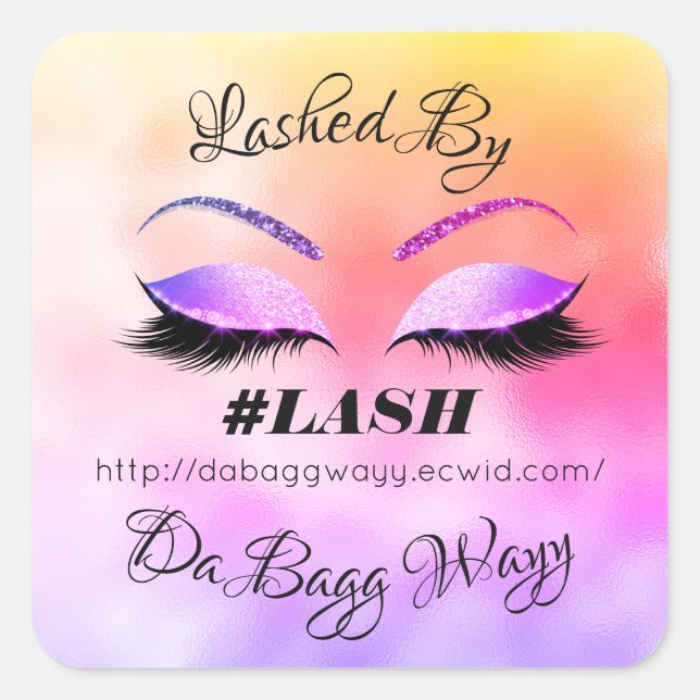 Made By Glitter Lashes Beauty Rose Makeup Ombre Square Sticker (Front)