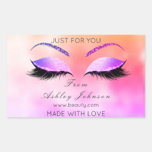 Made By Glitter Lashes Rectangular Pink Makeup Rectangular Sticker